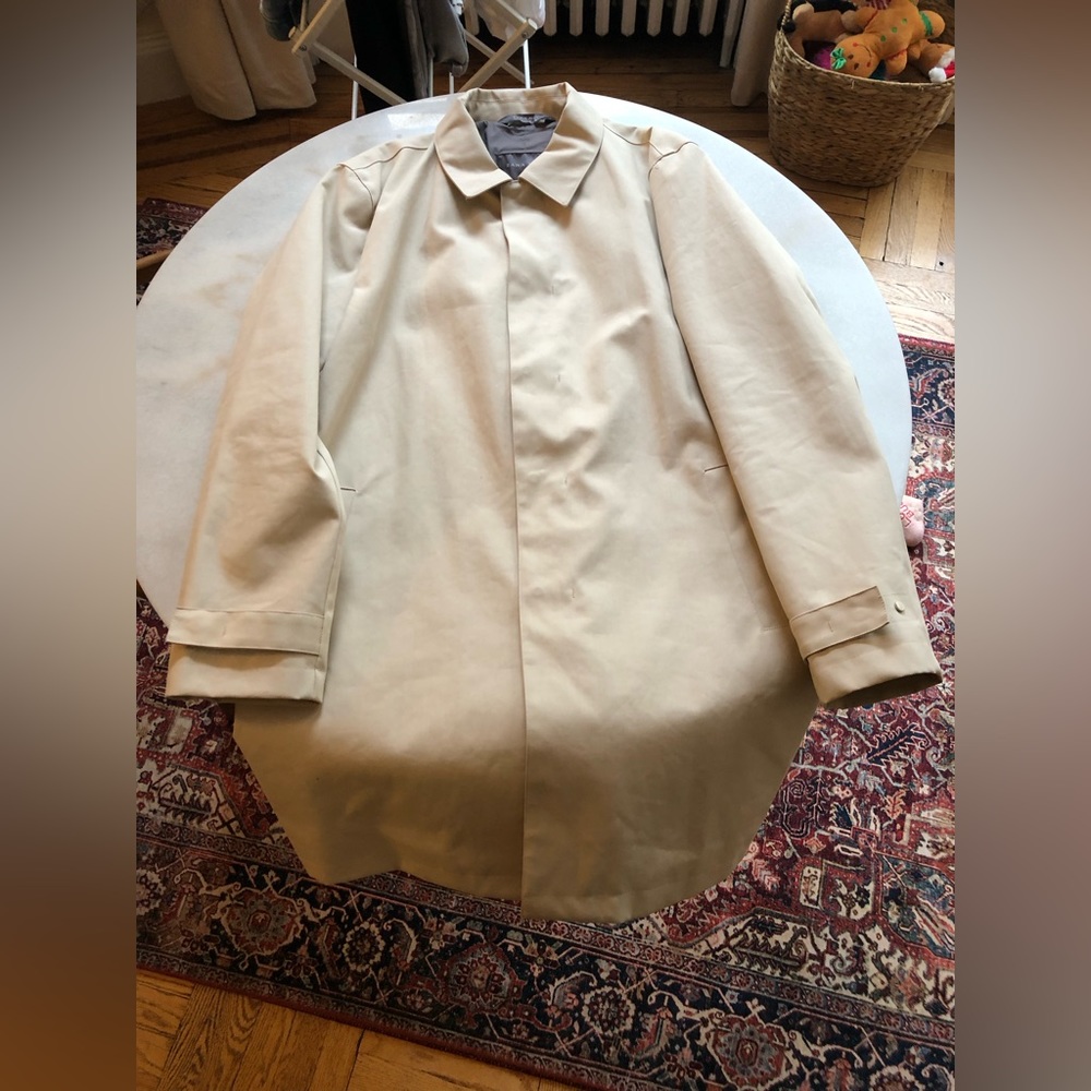 Zara Man XXL Water Resistant Beige/Cream Hidden Zip Button Overcoat